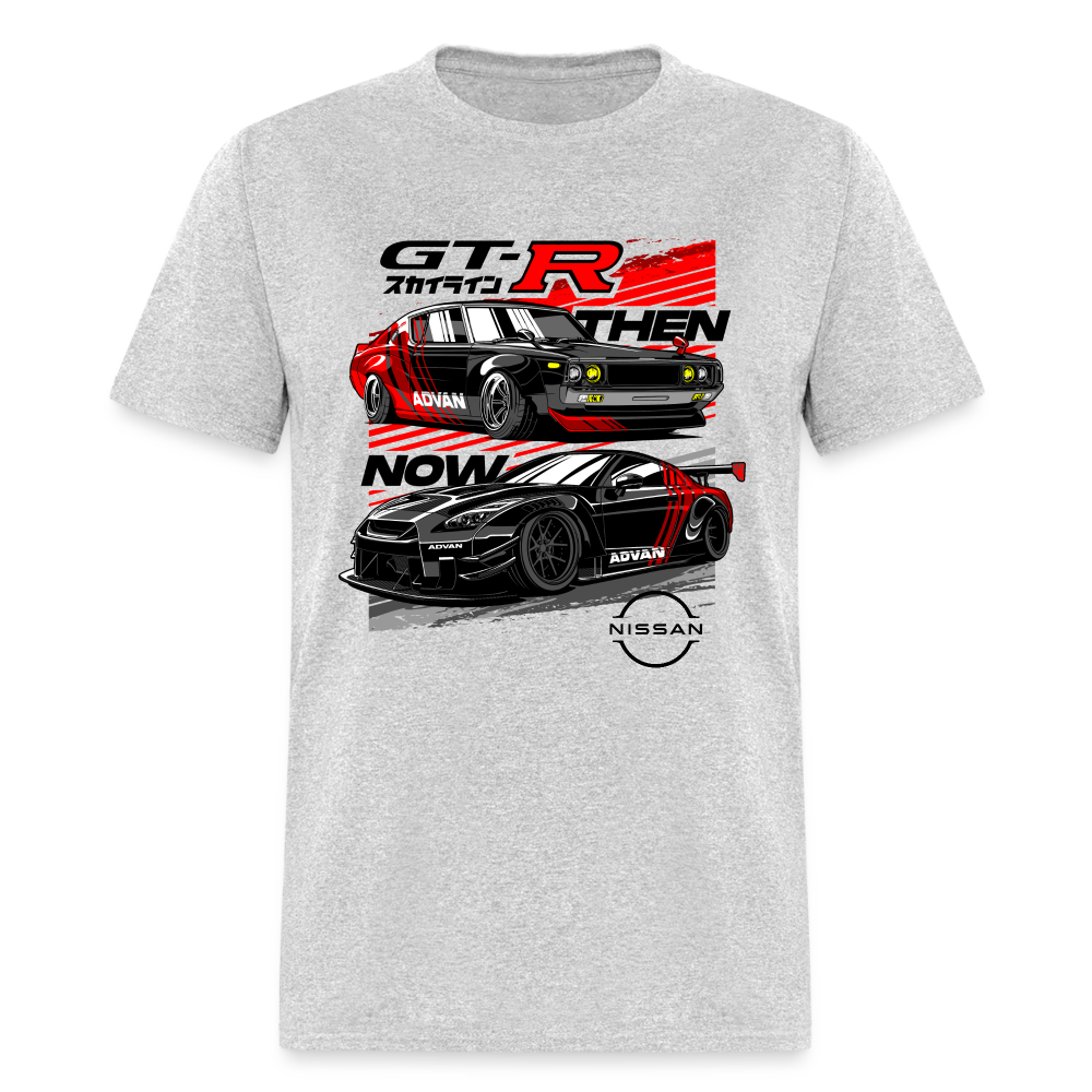 Nissan GTR Then and Now Graphic Tee - heather gray