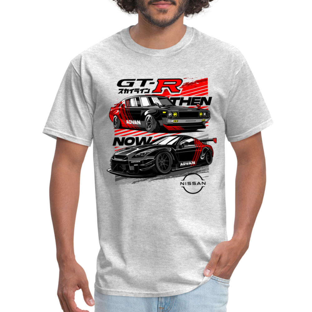 Nissan GTR Then and Now Graphic Tee - heather gray
