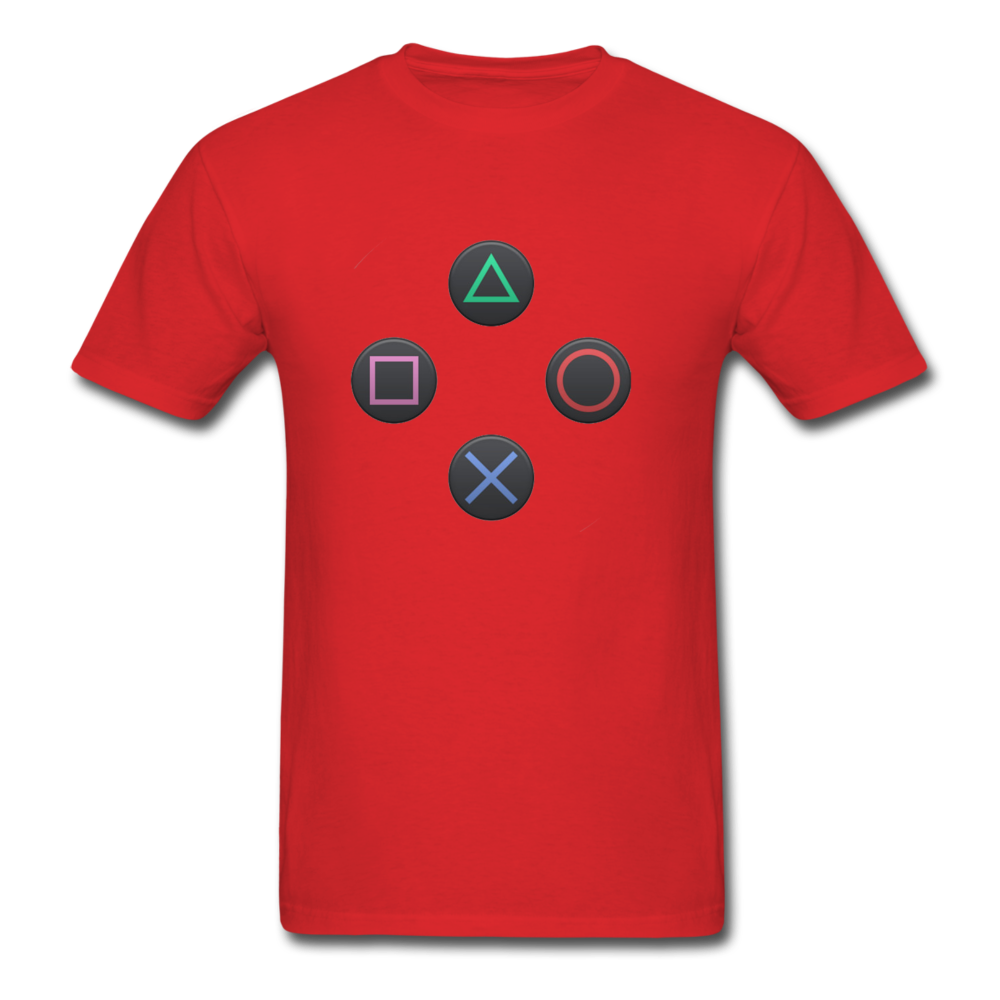 Gaming Ps4 Button Custom Graphic Tee; Xbox, Nintendo, Pc - red