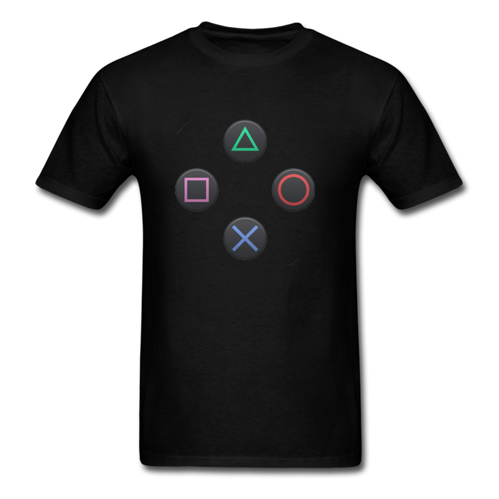 Gaming Ps4 Button Custom Graphic Tee; Xbox, Nintendo, Pc - black