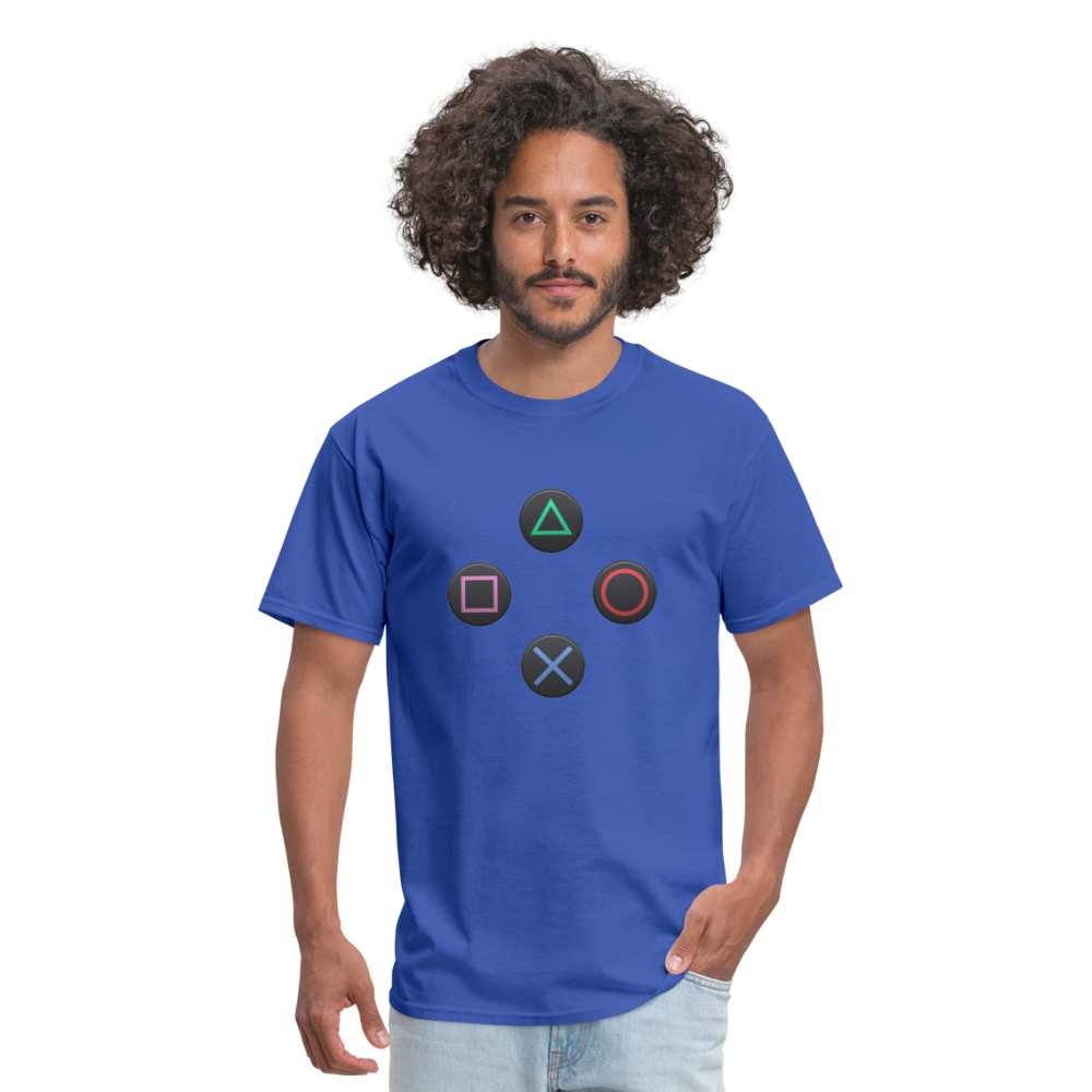 Gaming Ps4 Button Custom Graphic Tee; Xbox, Nintendo, Pc - royal blue