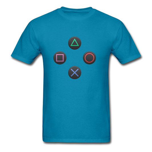 Gaming Ps4 Button Custom Graphic Tee; Xbox, Nintendo, Pc - turquoise