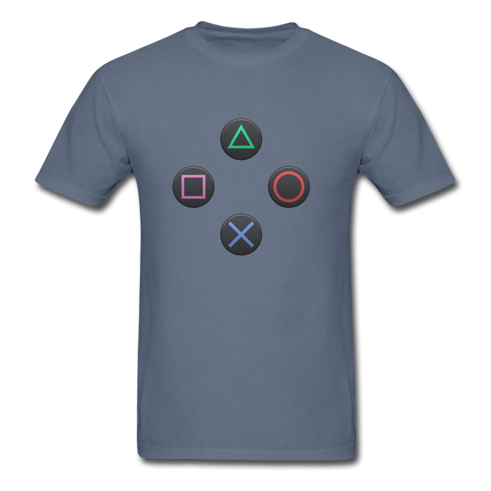 Gaming Ps4 Button Custom Graphic Tee; Xbox, Nintendo, Pc - denim