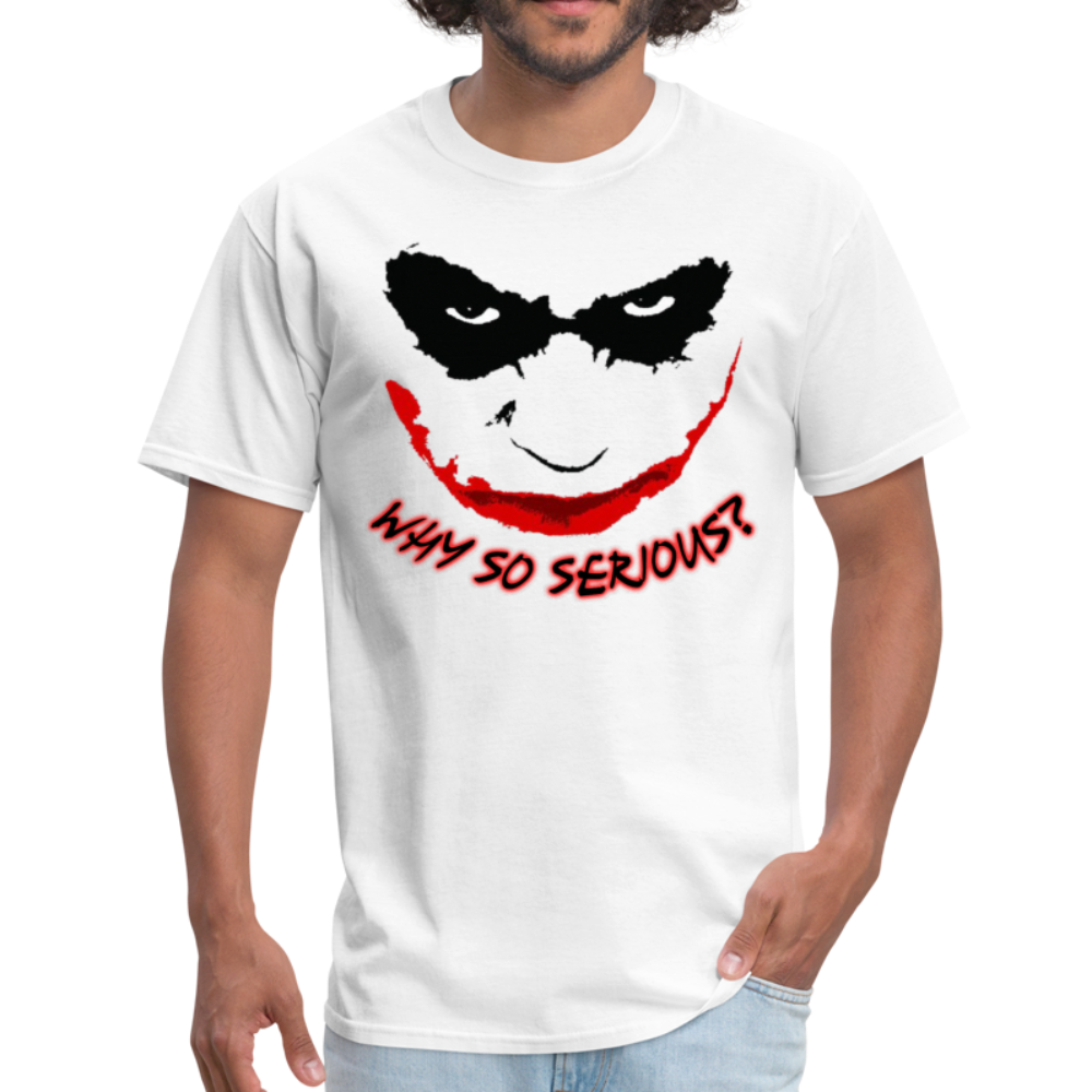 Custom Why So Serious Joker Face Graphic Tee; DC, Comics - white