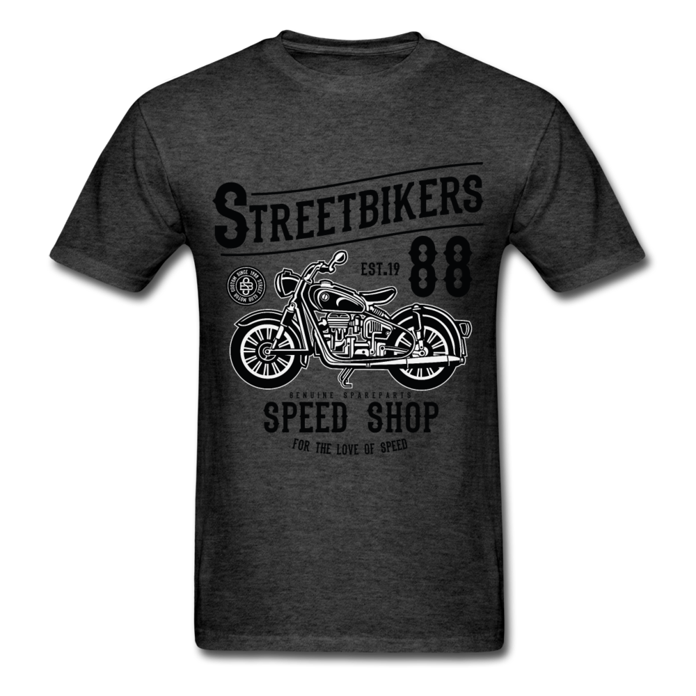 Custom Street Bikers Graphic Tee; Cafe Racer, Speed Shop - heather black