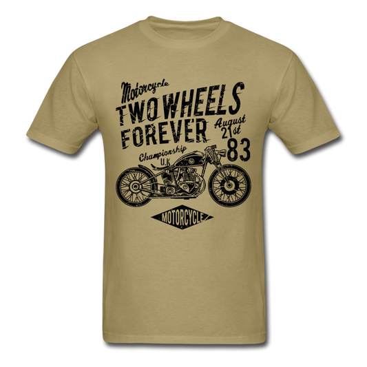 Custom Motorcycle Two Wheels Forever Graphic Tee; Cafe Racer - khaki