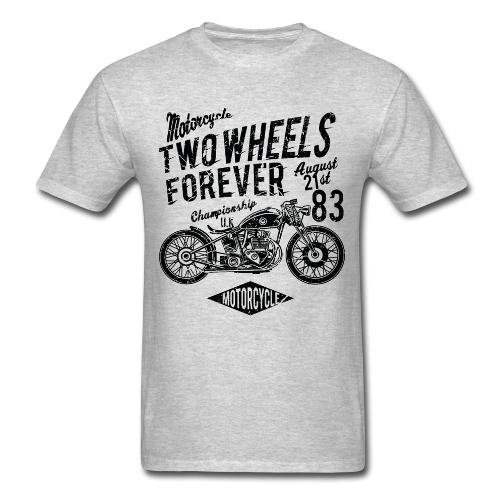 Custom Motorcycle Two Wheels Forever Graphic Tee; Cafe Racer - heather gray