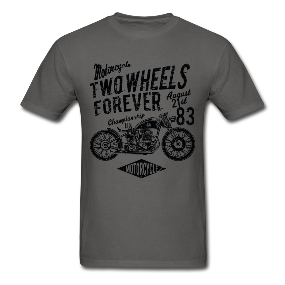 Custom Motorcycle Two Wheels Forever Graphic Tee; Cafe Racer - charcoal