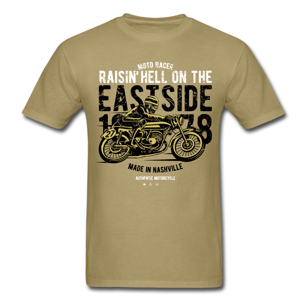 Classic Vintage Motorcycle Graphic Tee; Cafe Racer - khaki