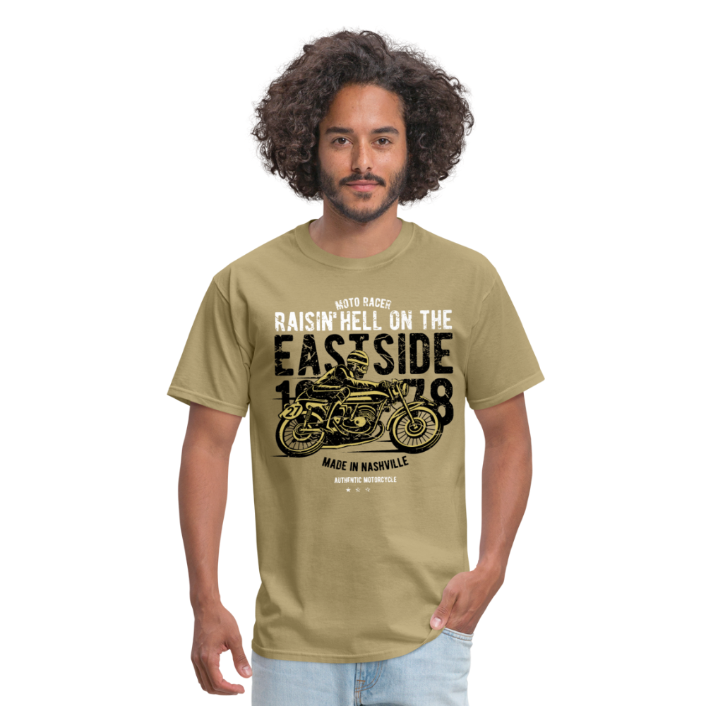 Classic Vintage Motorcycle Graphic Tee; Cafe Racer - khaki