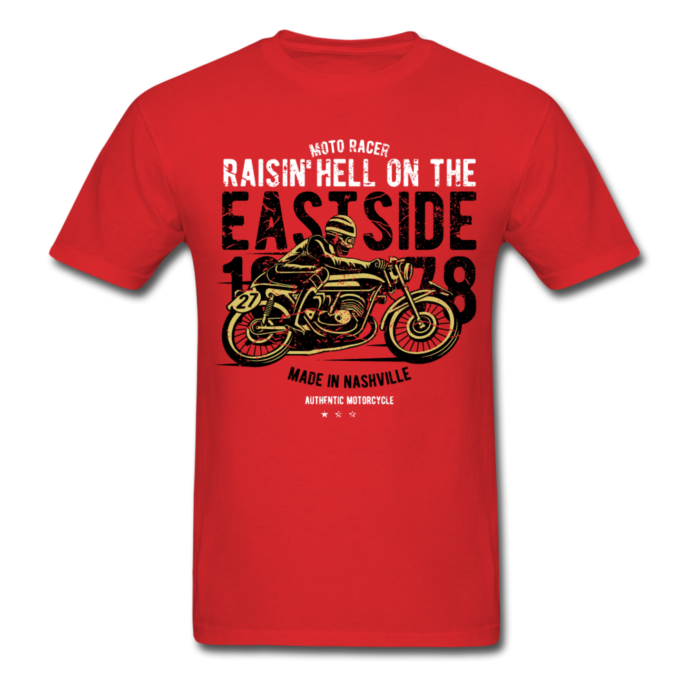 Classic Vintage Motorcycle Graphic Tee; Cafe Racer - red