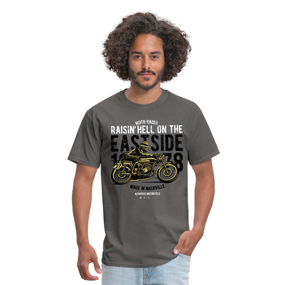 Classic Vintage Motorcycle Graphic Tee; Cafe Racer - charcoal