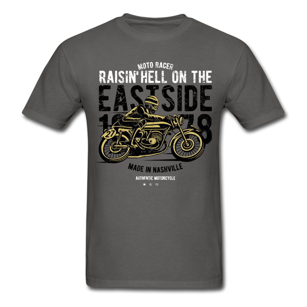 Classic Vintage Motorcycle Graphic Tee; Cafe Racer - charcoal