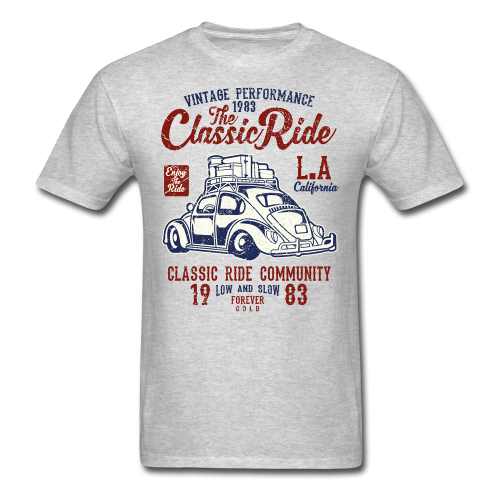 Vintage Automotive Graphic Tee; Bug, Classic, California Ride - heather gray