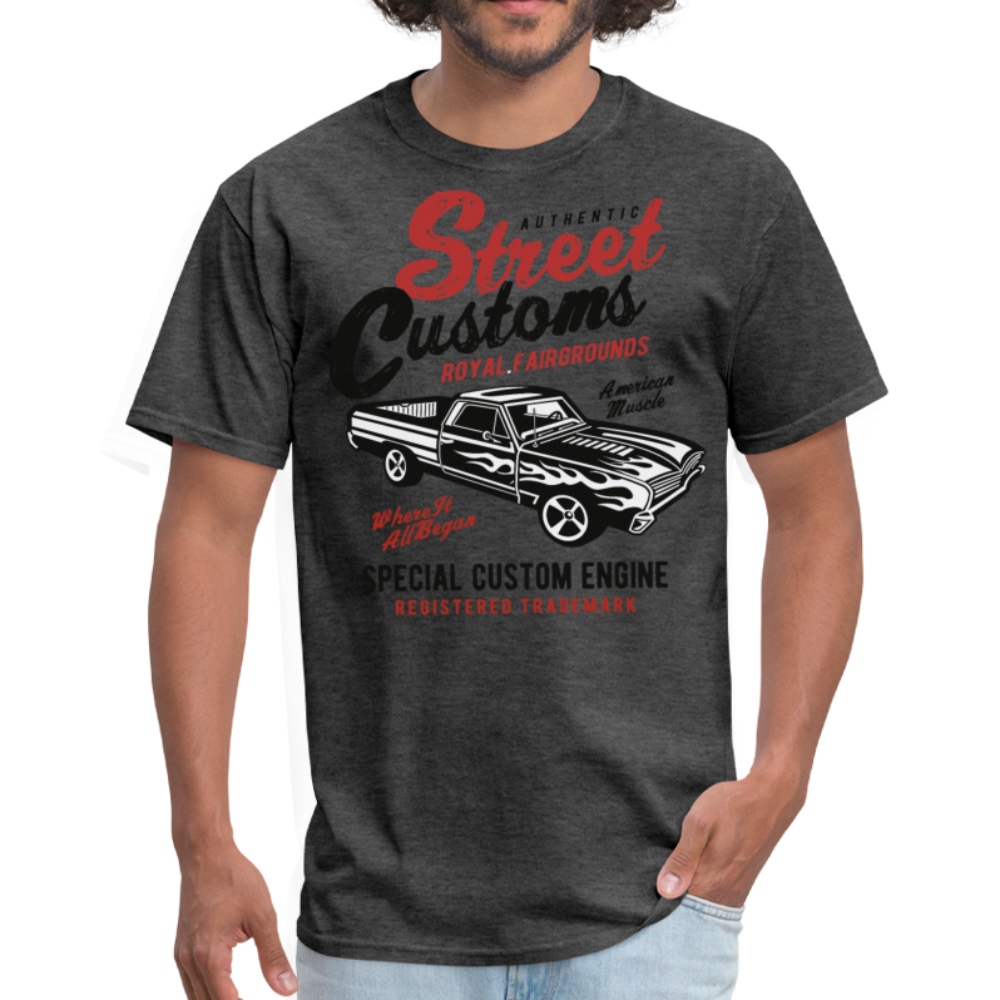 Custom Street Customs Automotive Graphic Tee; hot rod - heather black