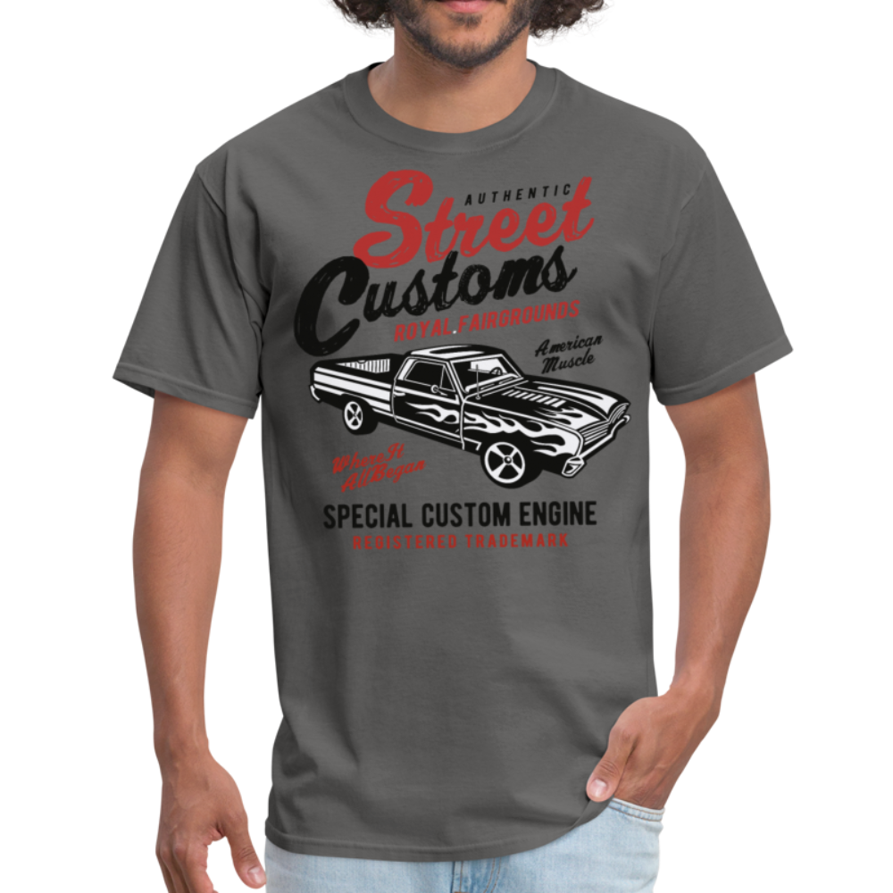 Custom Street Customs Automotive Graphic Tee; hot rod - charcoal