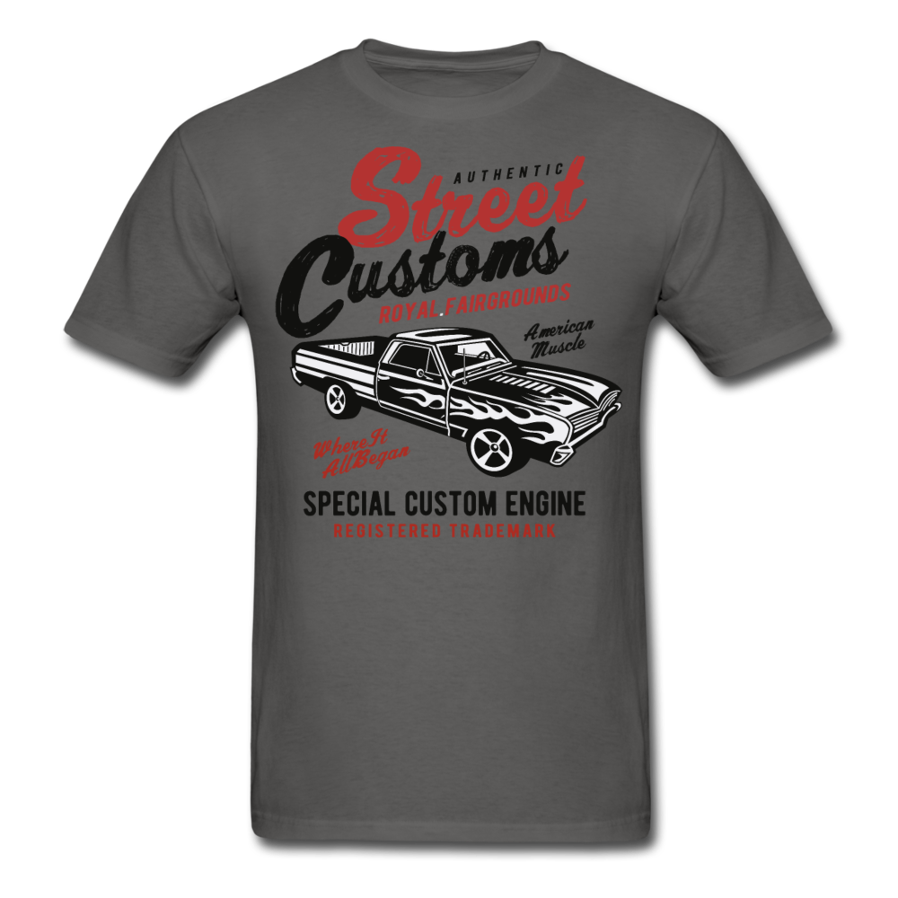 Custom Street Customs Automotive Graphic Tee; hot rod - charcoal