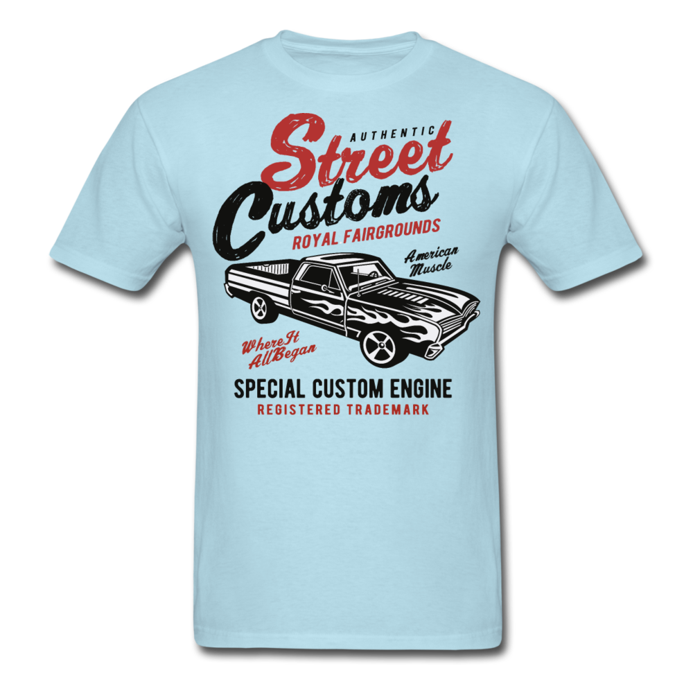 Custom Street Customs Automotive Graphic Tee; hot rod - powder blue