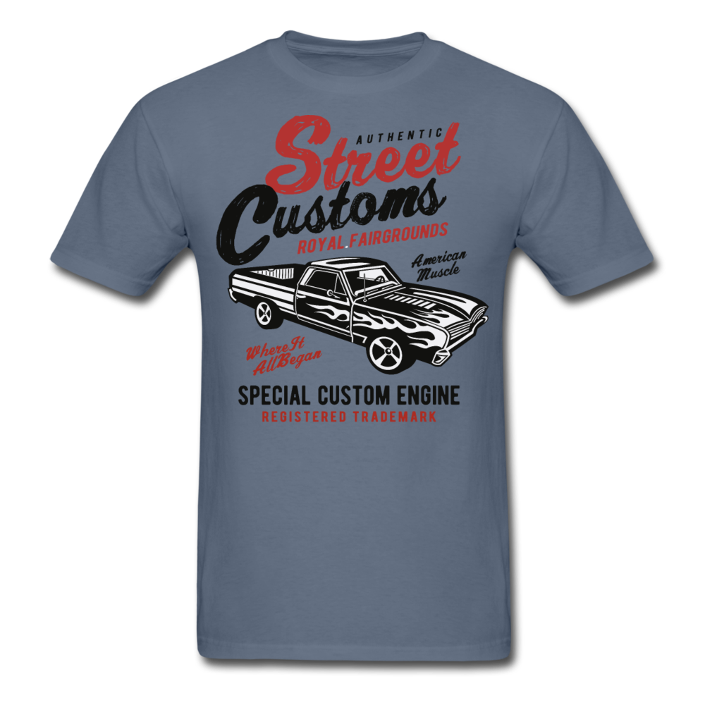 Custom Street Customs Automotive Graphic Tee; hot rod - denim