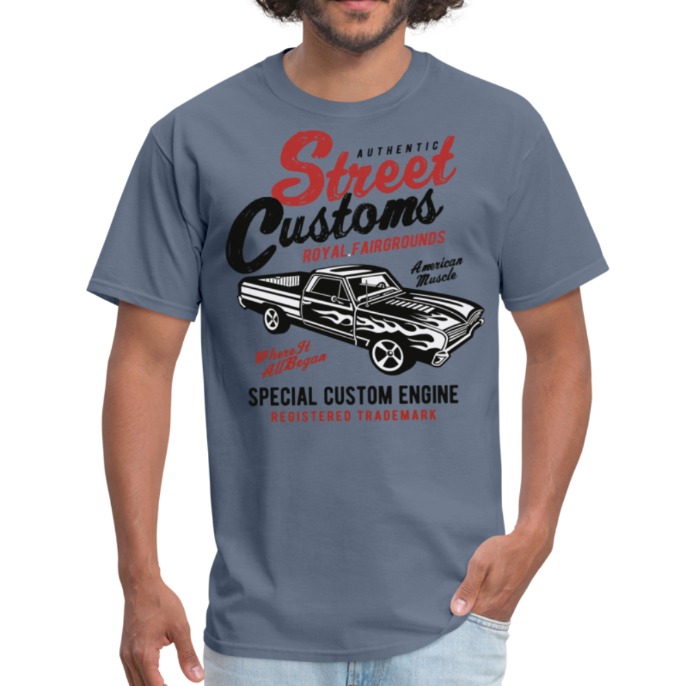 Custom Street Customs Automotive Graphic Tee; hot rod - denim