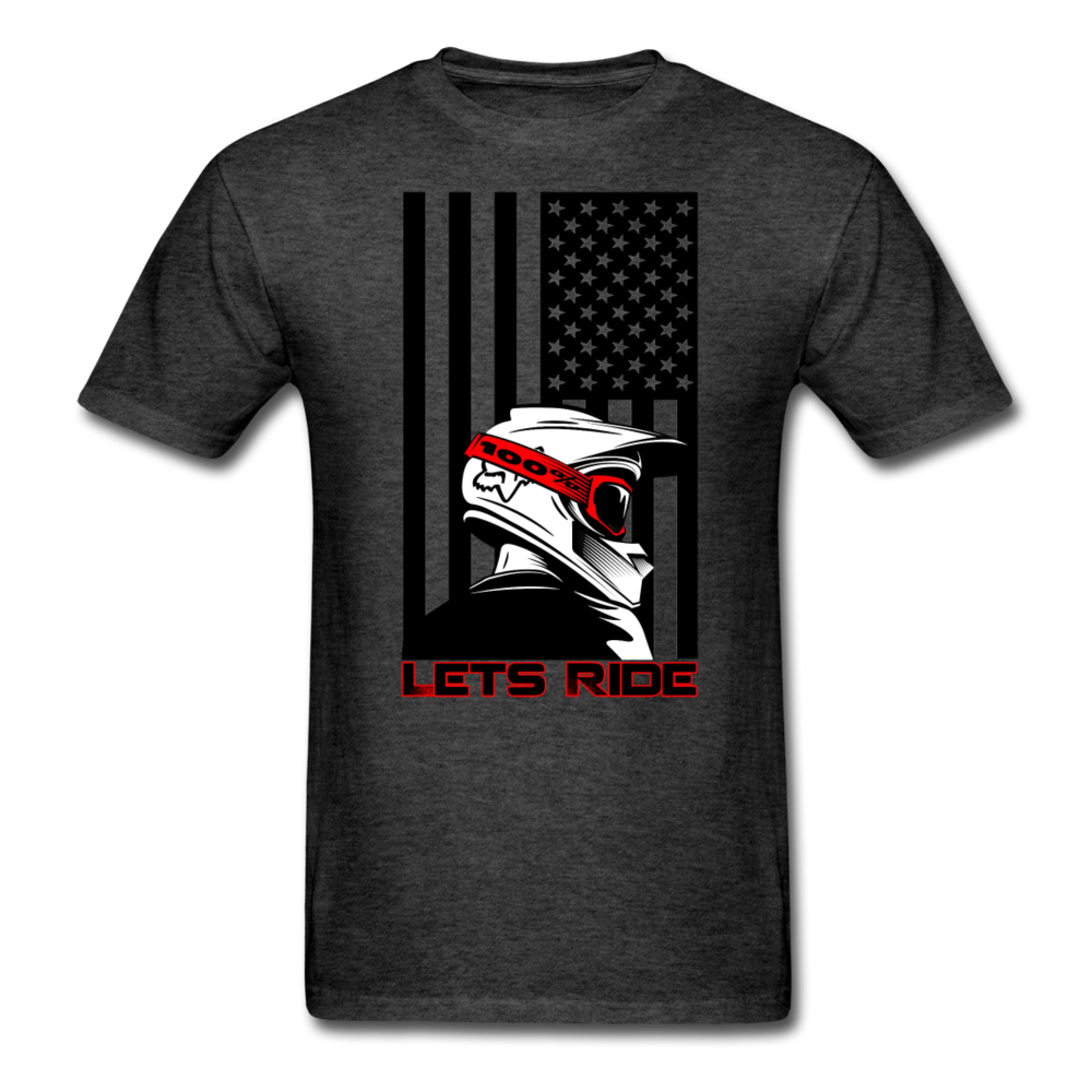 MX ATV American Flag Lets Ride Graphic Tee; offroad - heather black