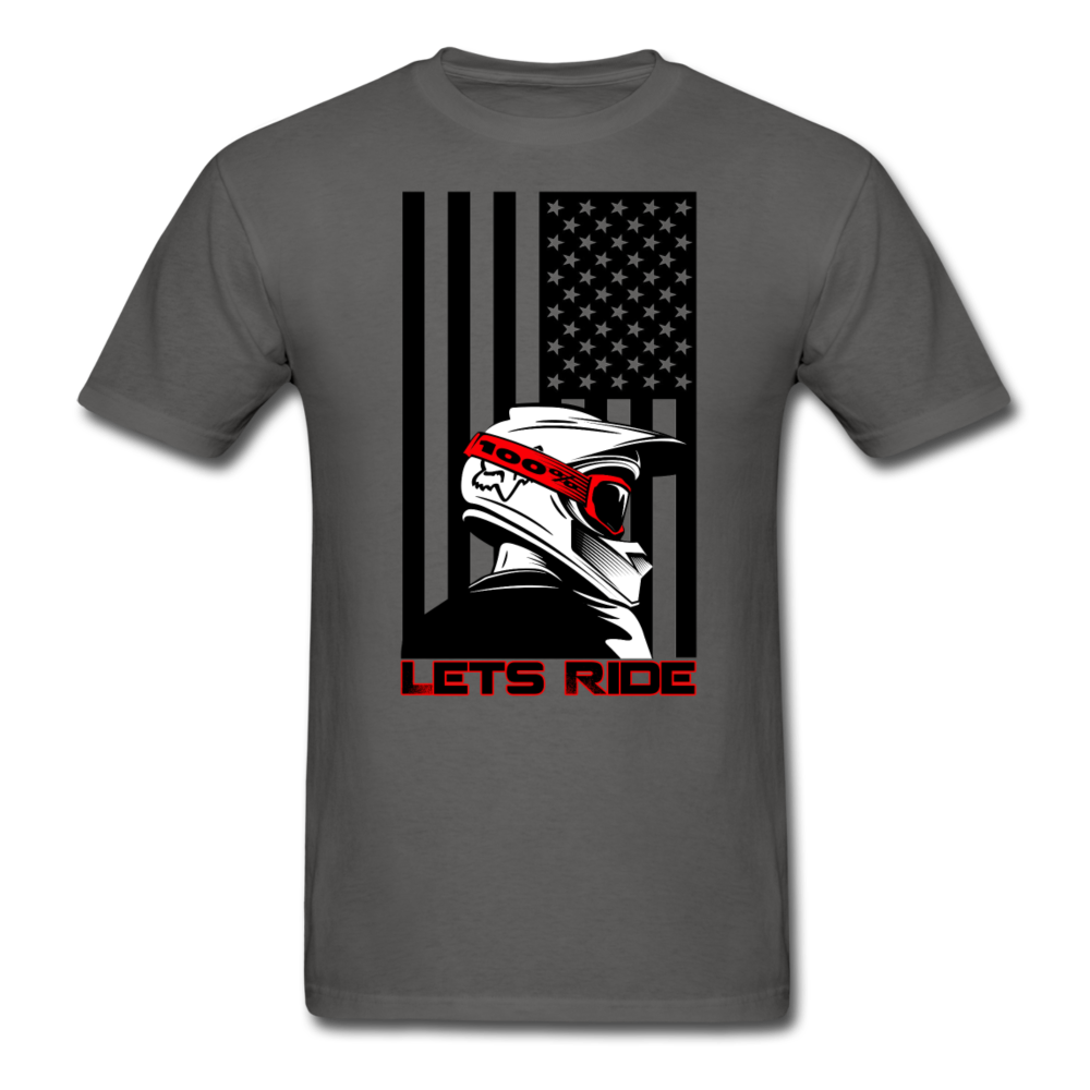 MX ATV American Flag Lets Ride Graphic Tee; offroad - charcoal