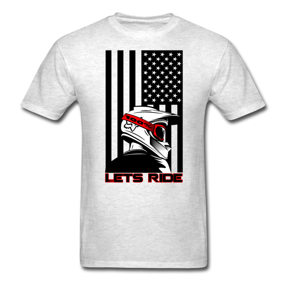 MX ATV American Flag Lets Ride Graphic Tee; offroad - light heather gray