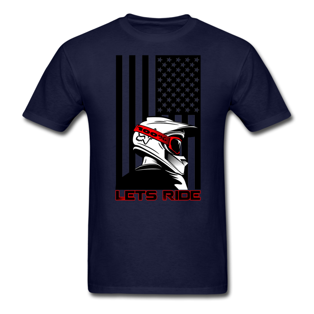 MX ATV American Flag Lets Ride Graphic Tee; offroad - navy