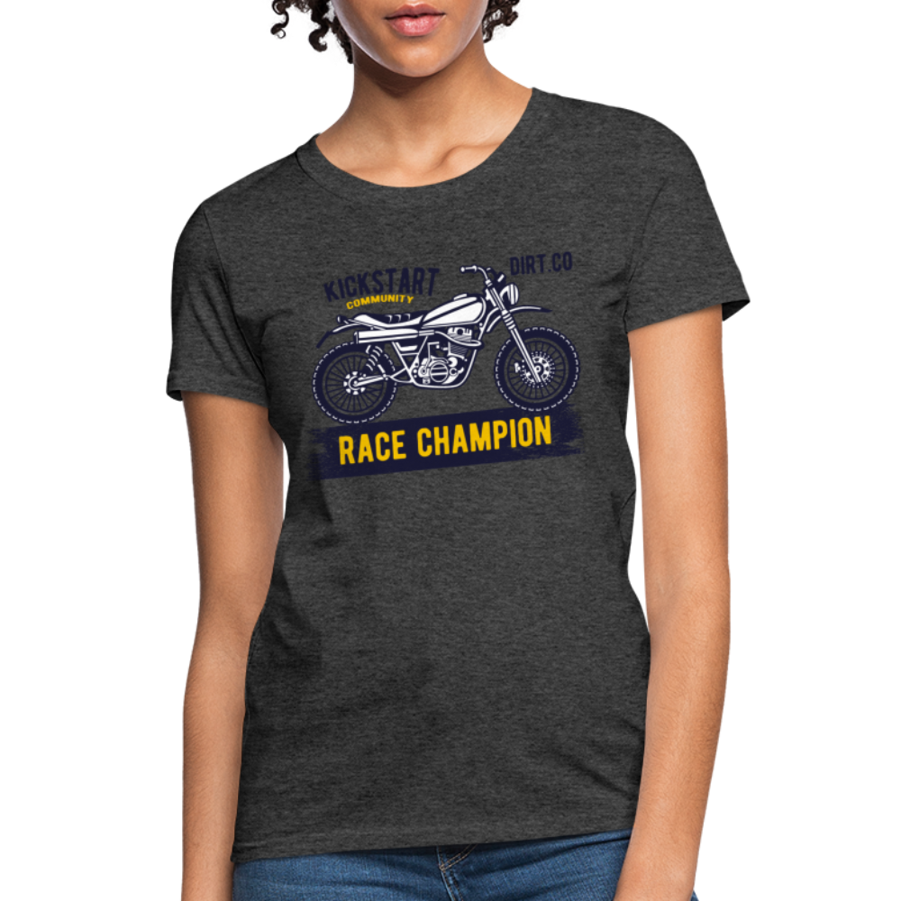 Women's Custom Vintage Mx Racing Graphic T-Shirt; Supercross Fox Racing - heather black
