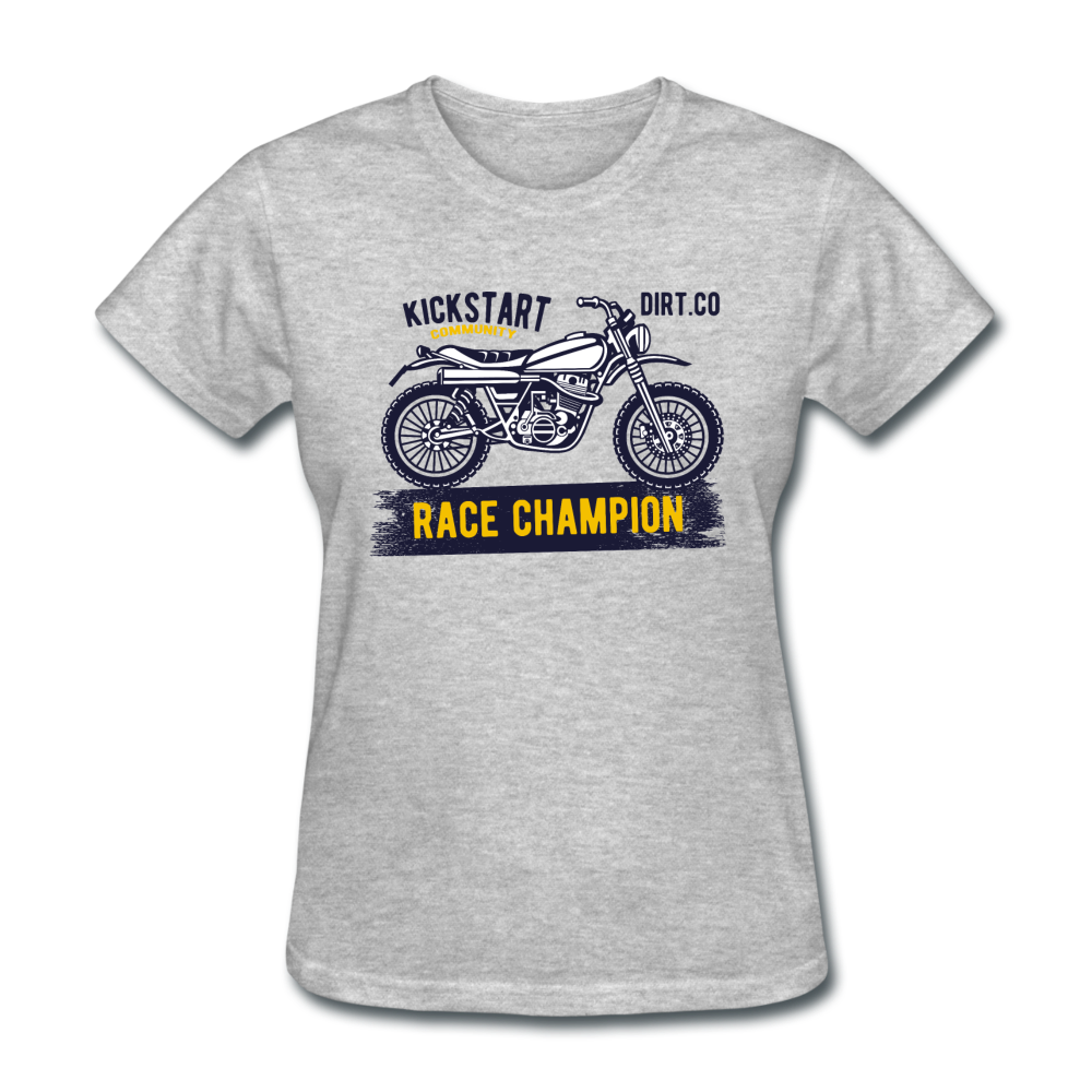Women's Custom Vintage Mx Racing Graphic T-Shirt; Supercross Fox Racing - heather gray