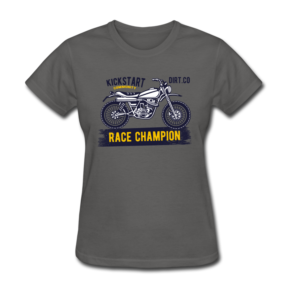 Women's Custom Vintage Mx Racing Graphic T-Shirt; Supercross Fox Racing - charcoal