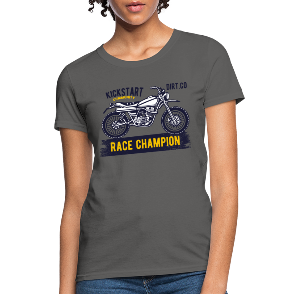 Women's Custom Vintage Mx Racing Graphic T-Shirt; Supercross Fox Racing - charcoal