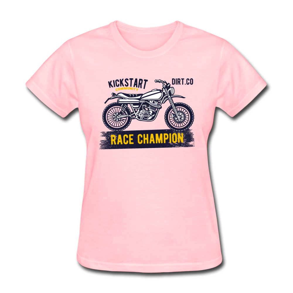 Women's Custom Vintage Mx Racing Graphic T-Shirt; Supercross Fox Racing - pink