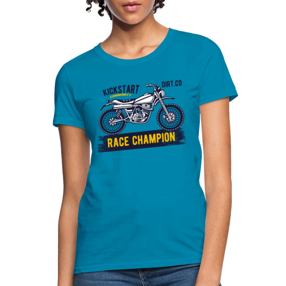 Women's Custom Vintage Mx Racing Graphic T-Shirt; Supercross Fox Racing - turquoise