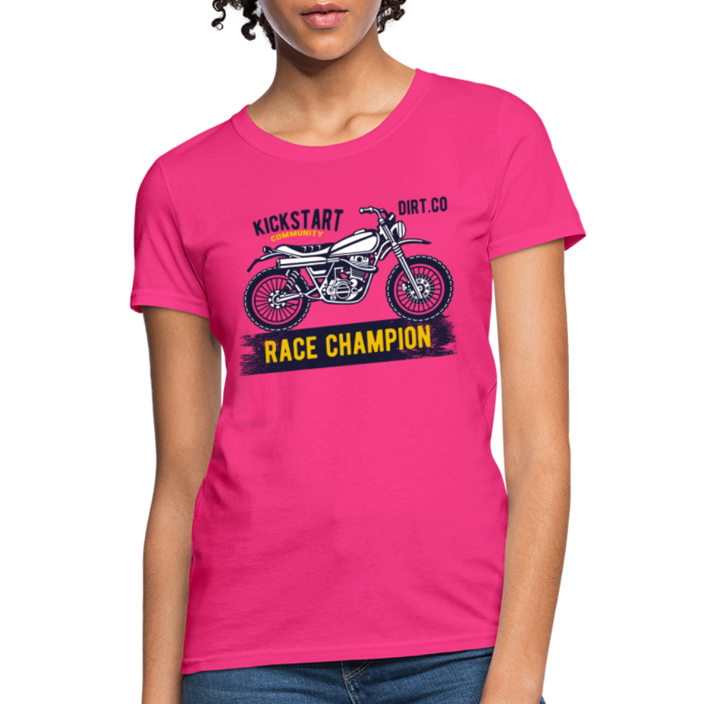 Women's Custom Vintage Mx Racing Graphic T-Shirt; Supercross Fox Racing - fuchsia