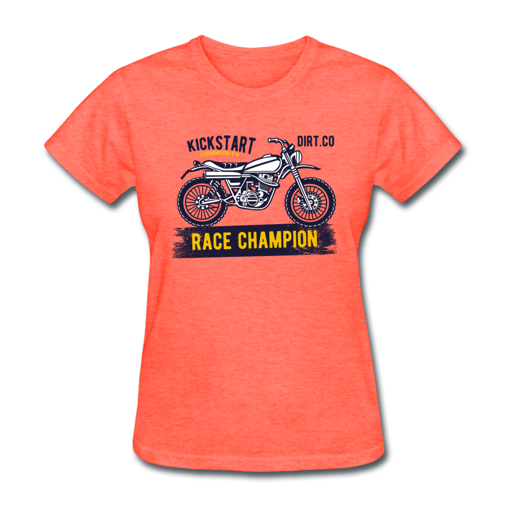 Women's Custom Vintage Mx Racing Graphic T-Shirt; Supercross Fox Racing - heather coral