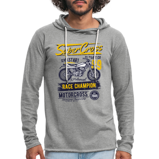 Vintage MX Super Cross Racing Lightweight Terry Hoodie - heather gray