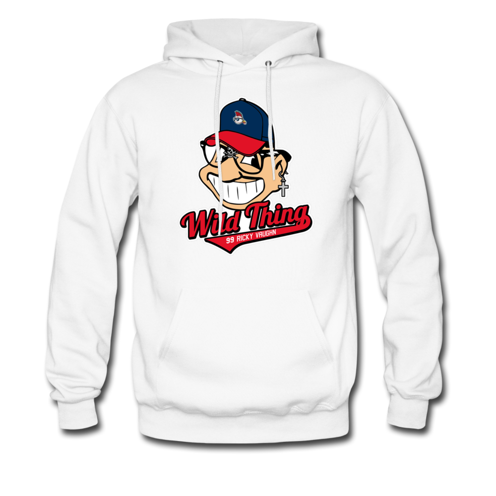 Men's Classic Major League Graphic Hoodie Wild Thing, Rick Vaughn , Indians, Cleveland - white