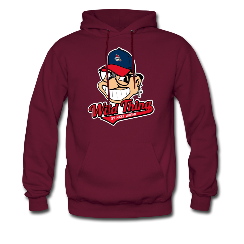 Men's Classic Major League Graphic Hoodie Wild Thing, Rick Vaughn , Indians, Cleveland - burgundy