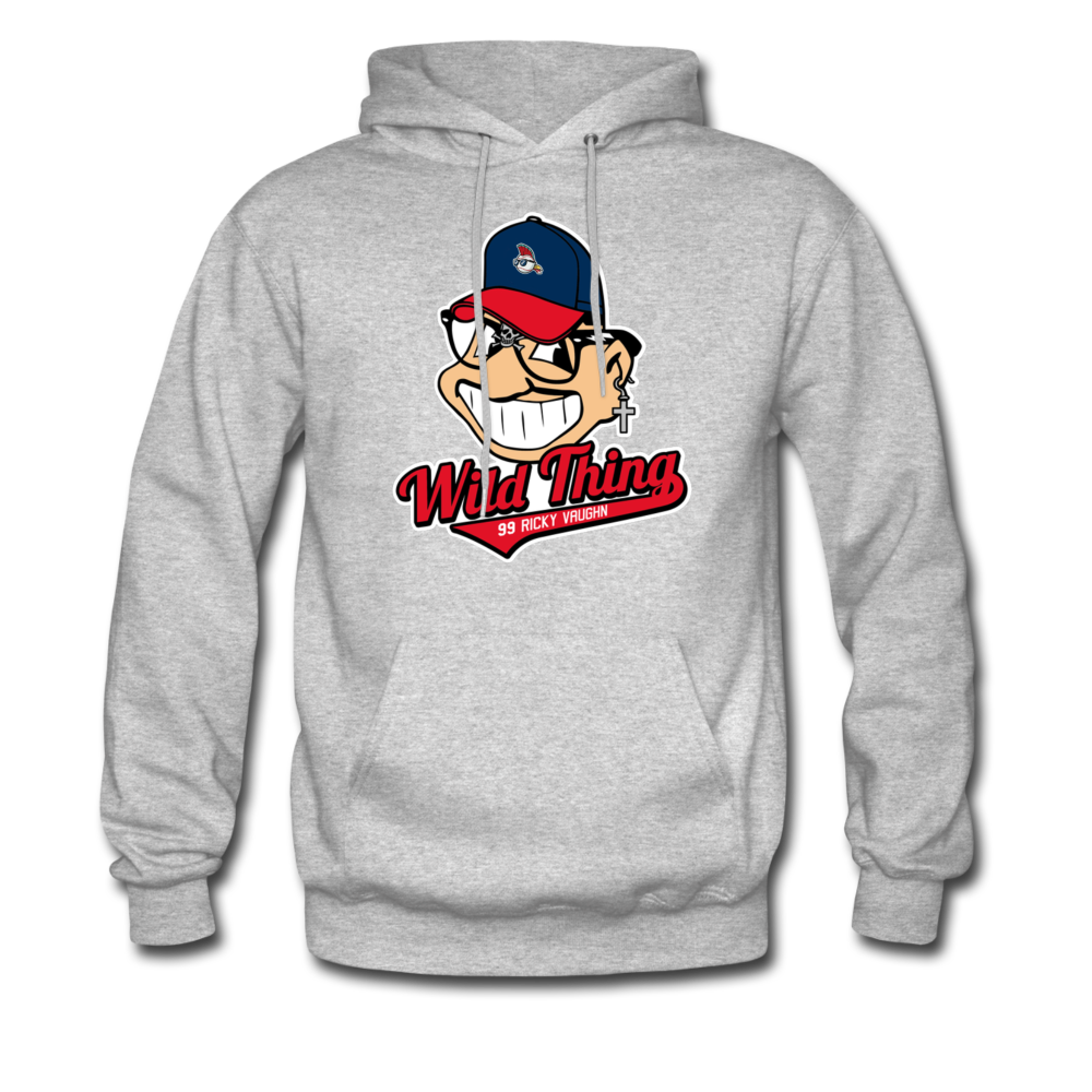 Men's Classic Major League Graphic Hoodie Wild Thing, Rick Vaughn , Indians, Cleveland - heather gray