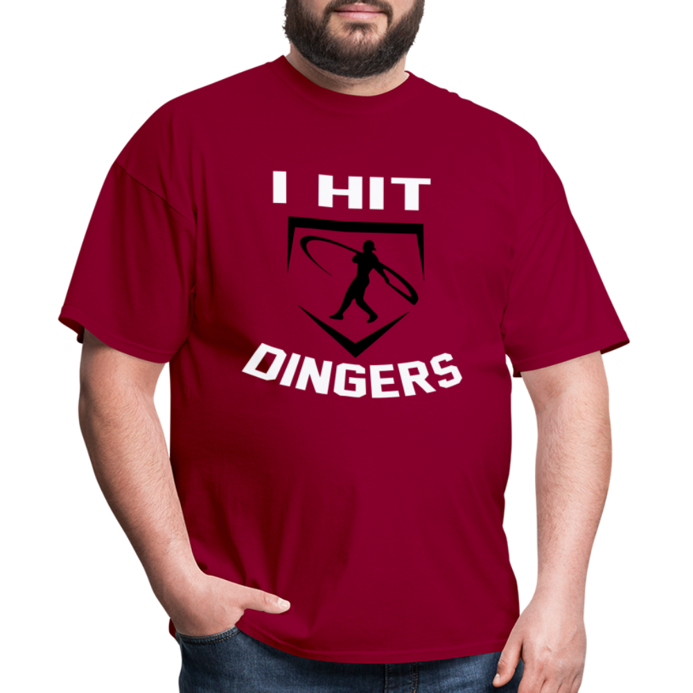 Swingman Baseball I Hit Dingers Graphic Tee - dark red