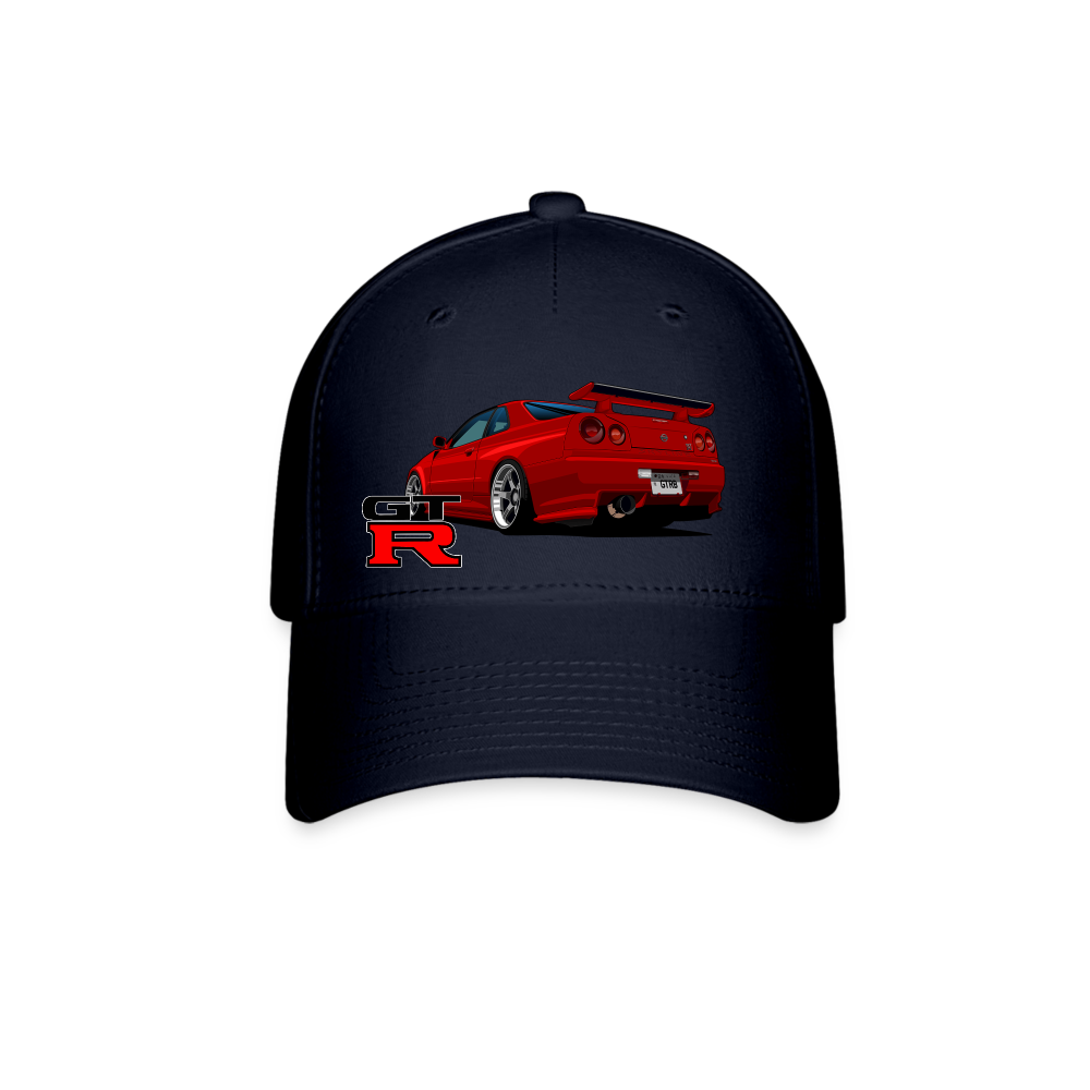 Custom Nissan GTR R34 Skyline Flex Fit Baseball Cap - navy