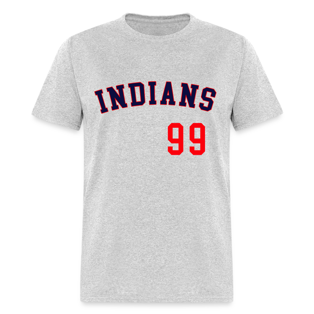 Classic Major League Mens Graphic Jersey Tee: Wild Thing, Jobu, Indians, Cleveland - heather gray