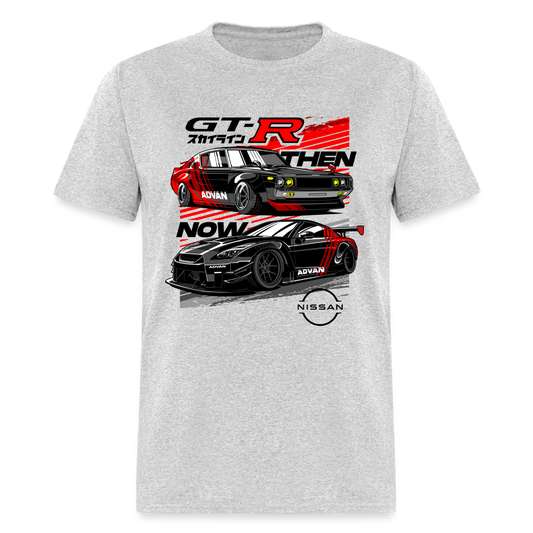 Nissan GTR Then and Now Graphic Tee - heather gray