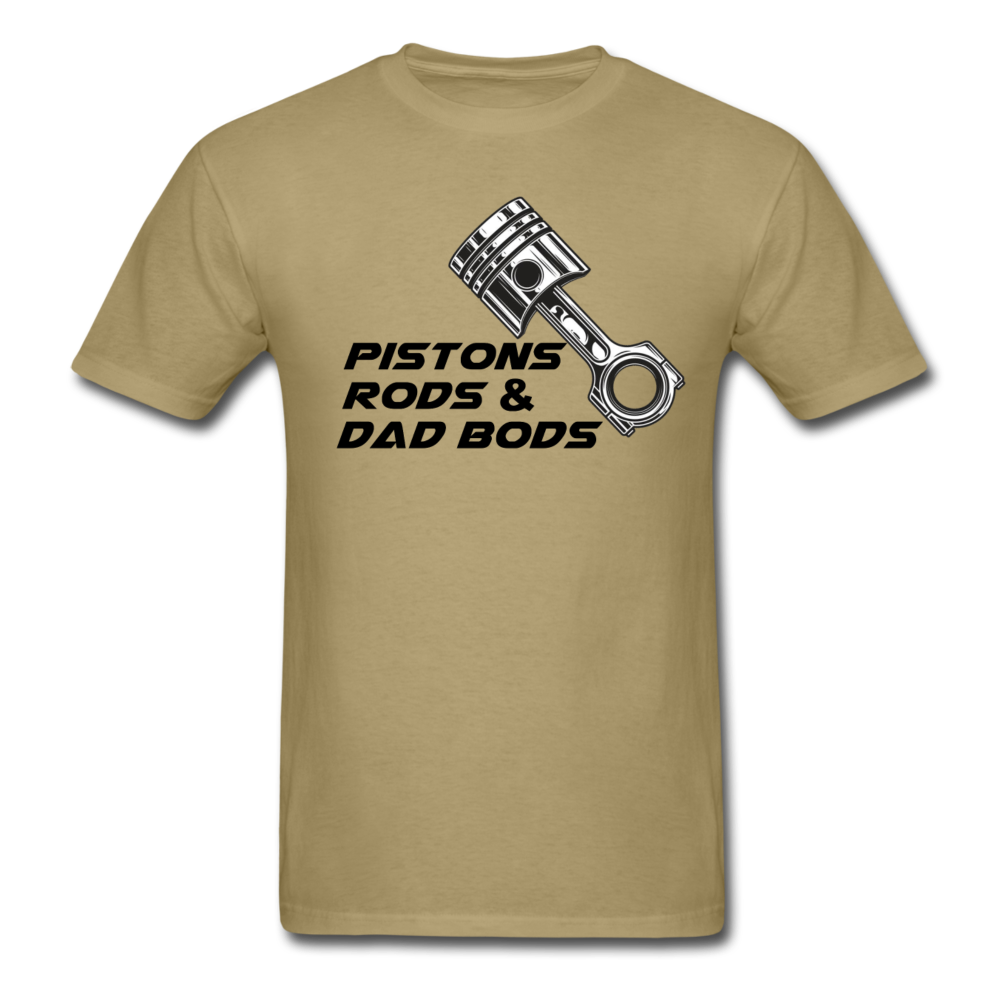 Custom Automotive Pistons, Rods, Dad Bods Graphic Tee - khaki