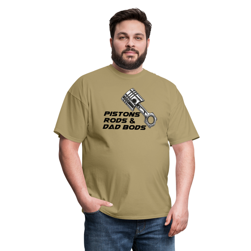 Custom Automotive Pistons, Rods, Dad Bods Graphic Tee - khaki