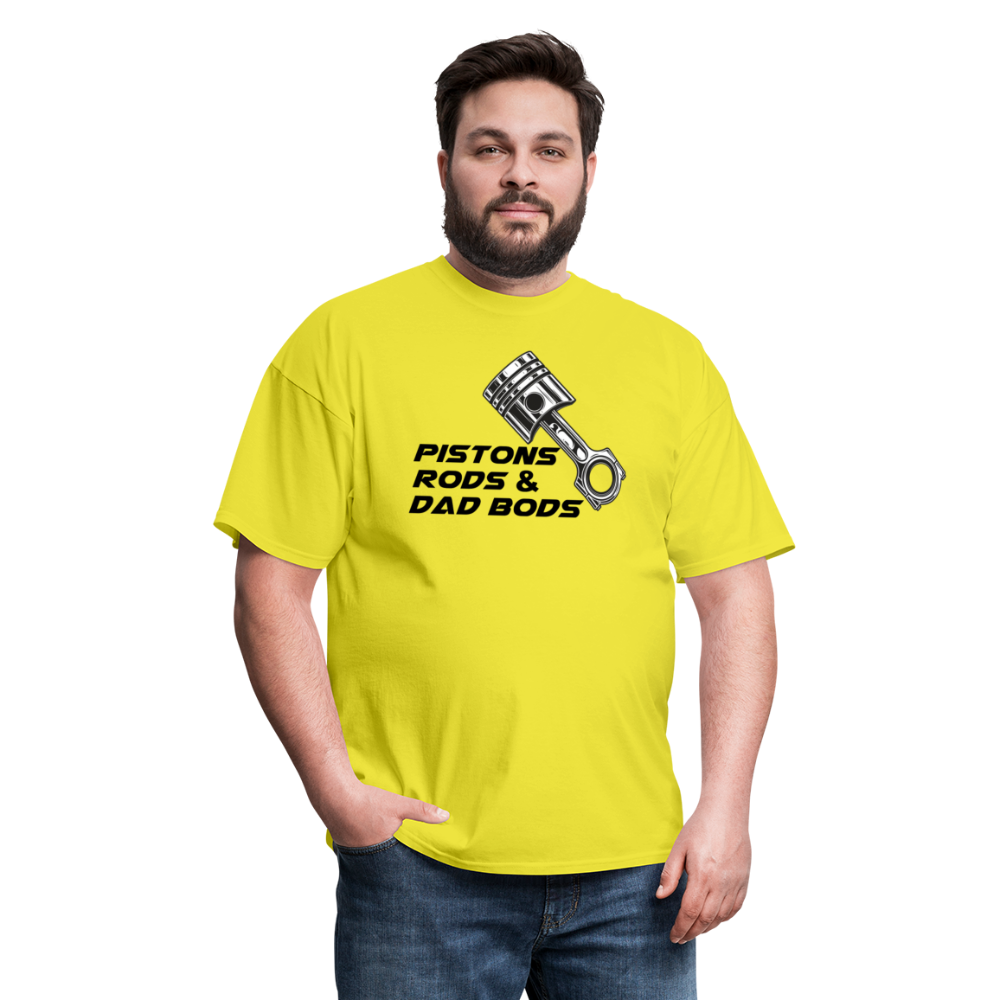 Custom Automotive Pistons, Rods, Dad Bods Graphic Tee - yellow