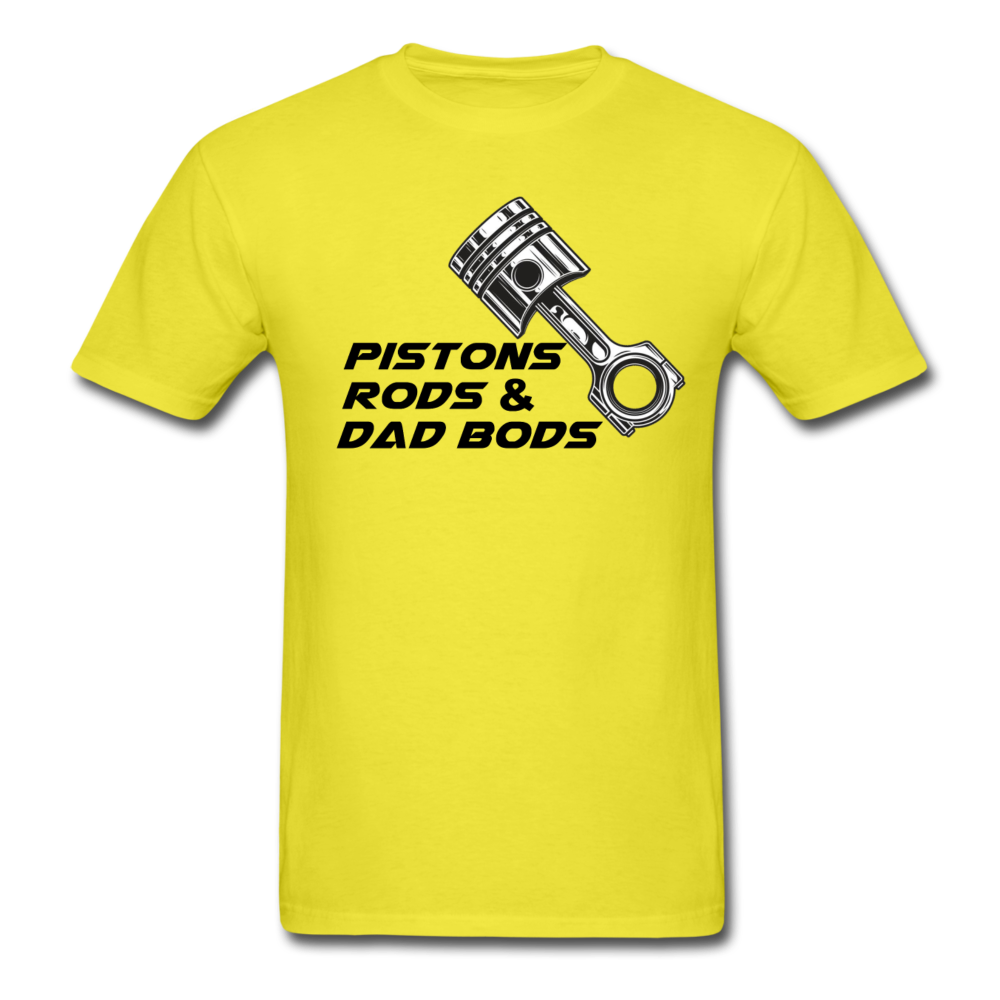 Custom Automotive Pistons, Rods, Dad Bods Graphic Tee - yellow