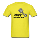 Custom Automotive Pistons, Rods, Dad Bods Graphic Tee - yellow