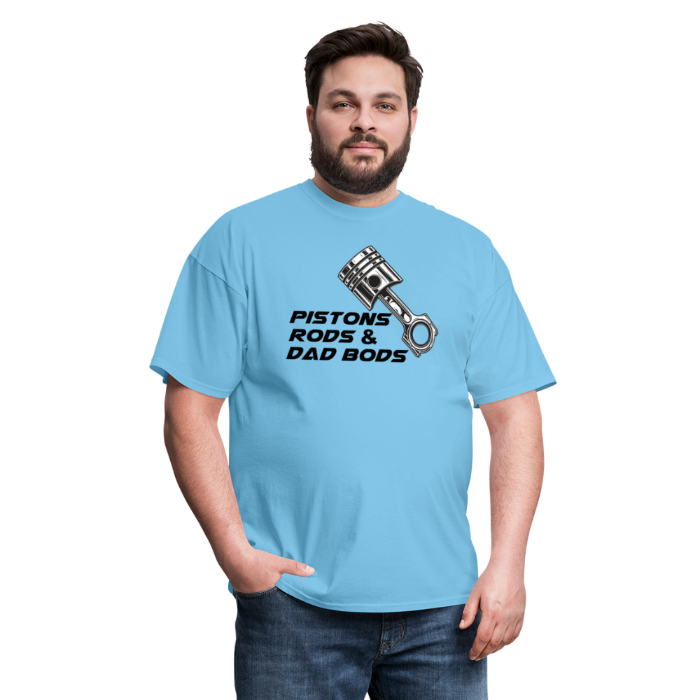 Custom Automotive Pistons, Rods, Dad Bods Graphic Tee - aquatic blue